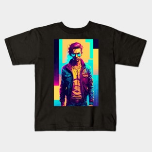 punk never dies, neon art v9 Kids T-Shirt